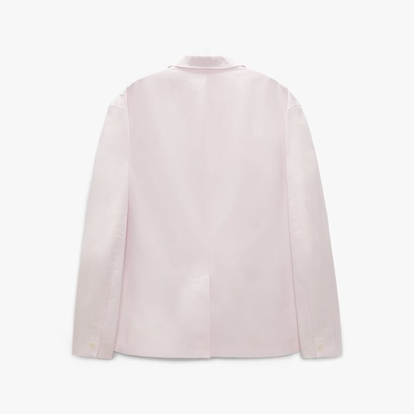 ZARA Men's PINK POPLIN SUIT JACKET BLAZER SZ 40 Lightweight Summer Lined COTTON - Picture 3 of 8